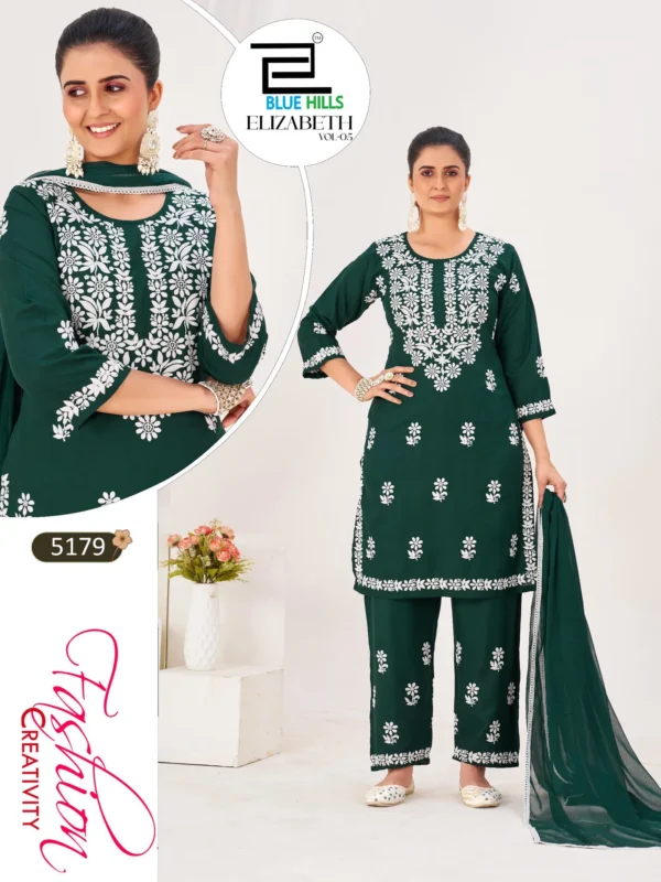 Launching Blue Hills Elizabeth Vol 5 Rayon With Thread Worked Kurti With Bottom Dupatta Set Wholesale 2026