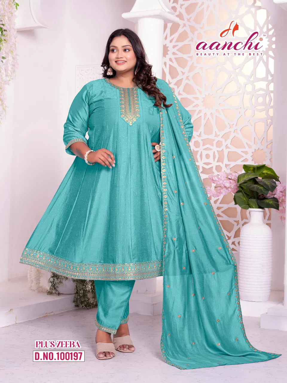 Launching Aanchi Plus Zeeba Vichitra Silk Embroidered Kurti With Bottom Dupatta Wholesale 2026
