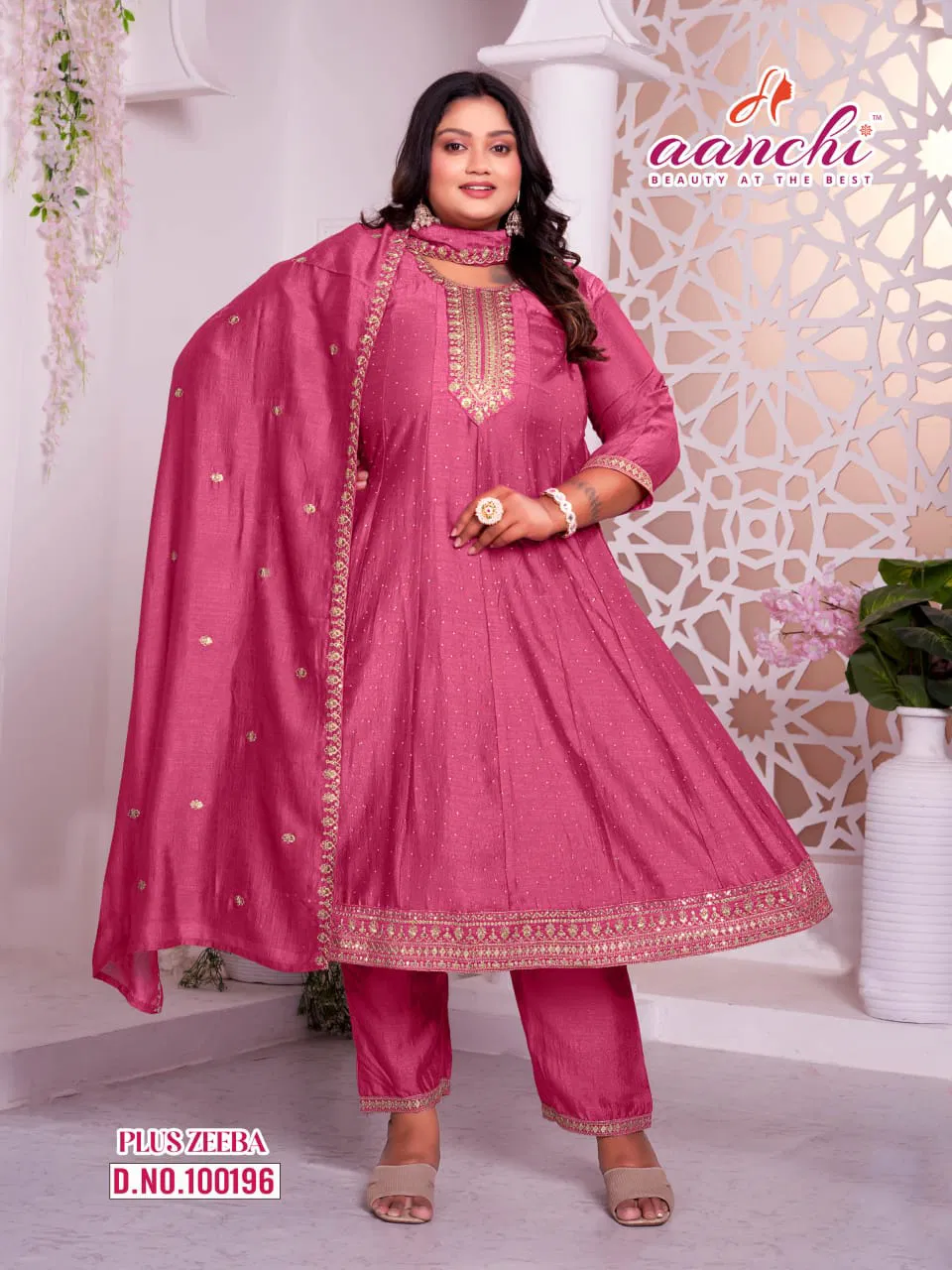 Launching Aanchi Plus Zeeba Vichitra Silk Embroidered Kurti With Bottom Dupatta Wholesale 2026