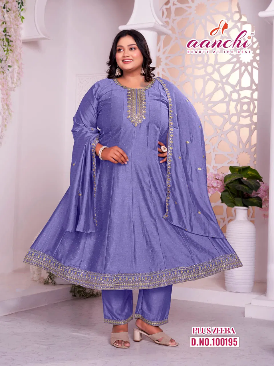 Launching Aanchi Plus Zeeba Vichitra Silk Embroidered Kurti With Bottom Dupatta Wholesale 2026