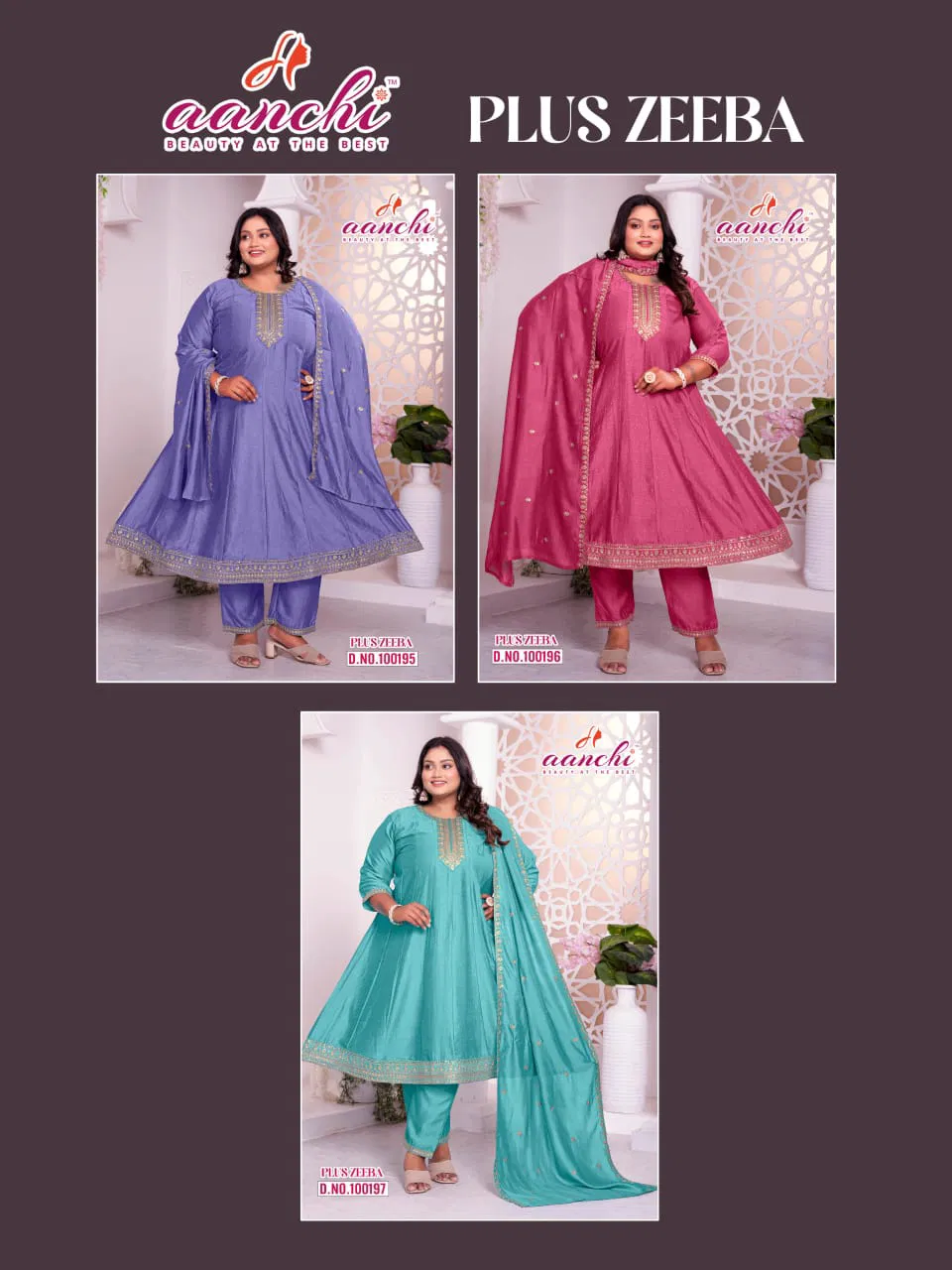 Launching Aanchi Plus Zeeba Vichitra Silk Embroidered Kurti With Bottom Dupatta Wholesale 2026