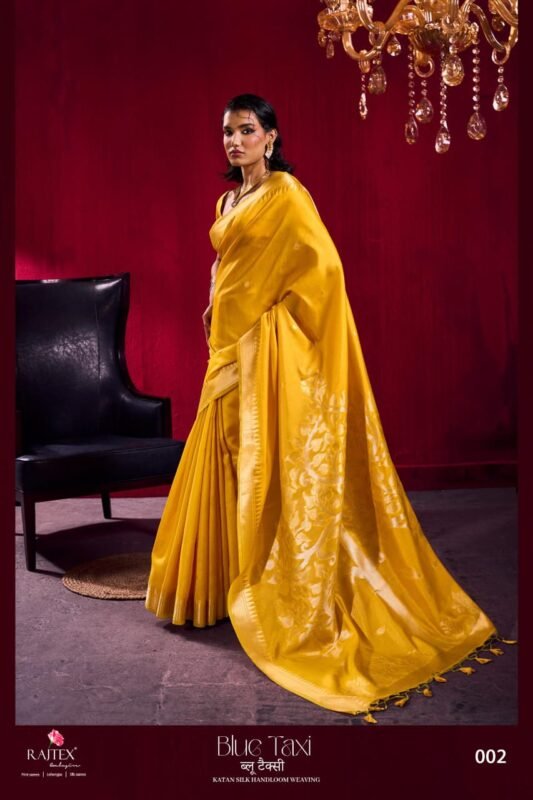 Latest Rajtex Blue Taxi Satin linen Handloom Weaving Silk Saree Collection Wholesale 2026