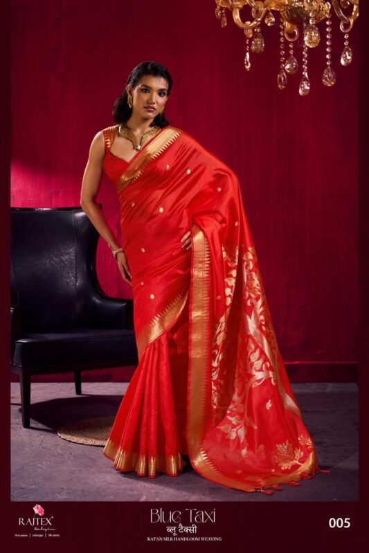 Latest Rajtex Blue Taxi Satin linen Handloom Weaving Silk Saree Collection Wholesale 2026