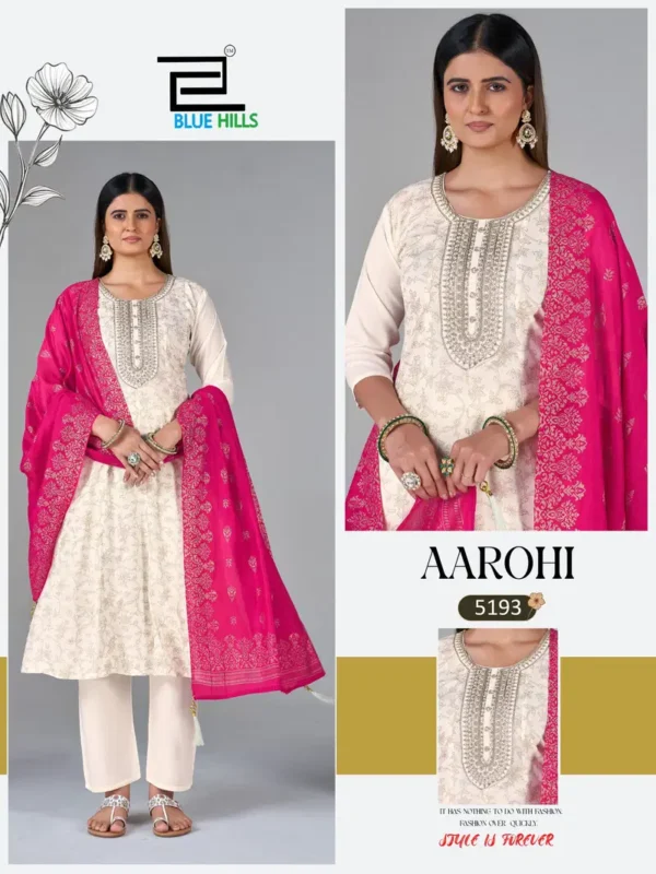 Beautiful Blue Hills Aarohi Rayon With Foil Printed Kurti With Bottom Dupatta Wholesale 2026