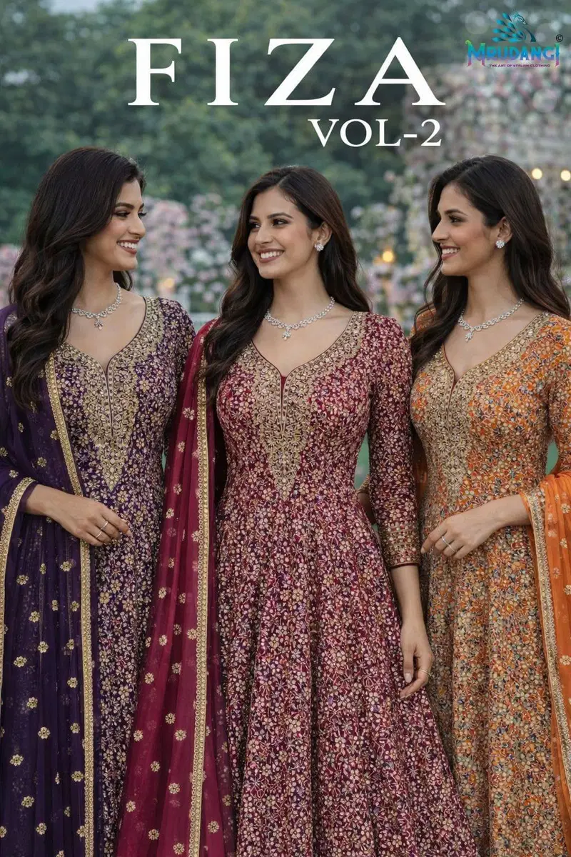 Mrudangi Fiza Vol 2 Premium Georgette Embroiderd Gown With Dupatta Wholesale
