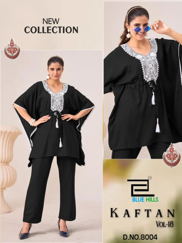 Beautiful Blue Hills Kaftan Vol 18 Heavy Rayon With Embroidery Kaftan With Pant Collection Wholesale 2026