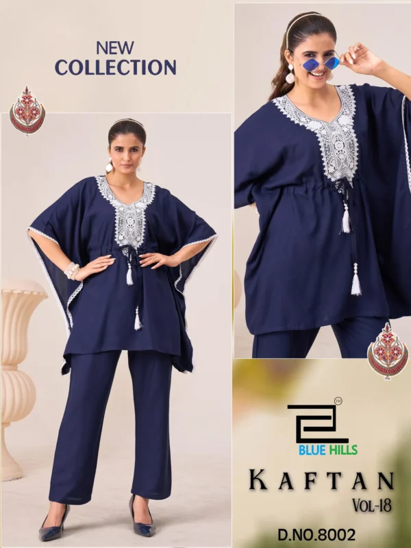 Beautiful Blue Hills Kaftan Vol 18 Heavy Rayon With Embroidery Kaftan With Pant Collection Wholesale 2026