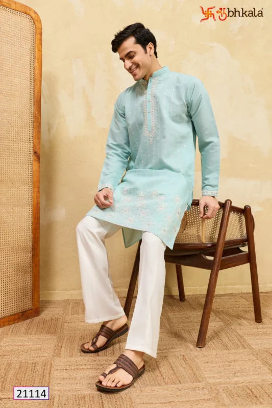 Buy Shubhkala Prestige Kurta Edit Viscose Silk Thread Worked Mens Kurta Collection Wholesale 2026