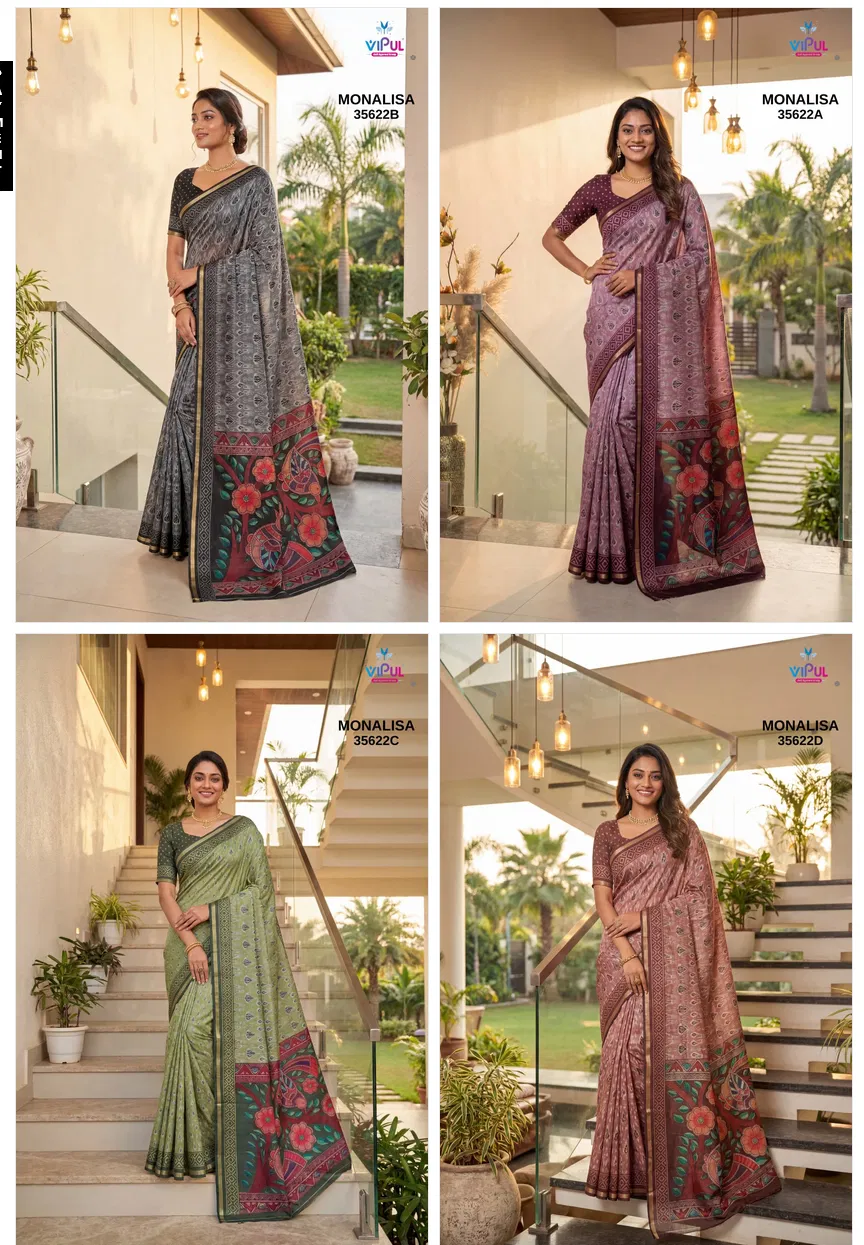 Buy Vipul Monalisa 35622 A To D Mal Cotton Saree Collection Wholesale 2026