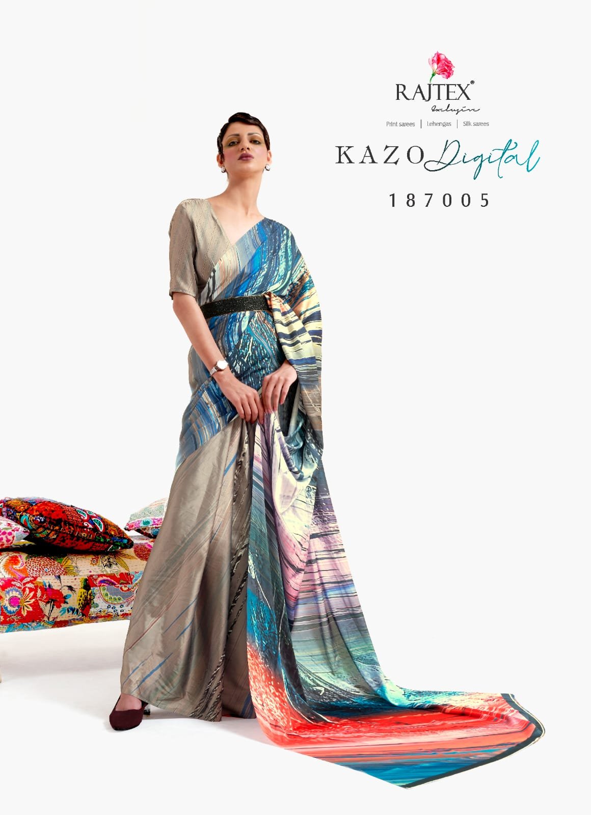 Buy Rajtex Kazo Digital Silk Digital Printed Saree Wholesale 2026