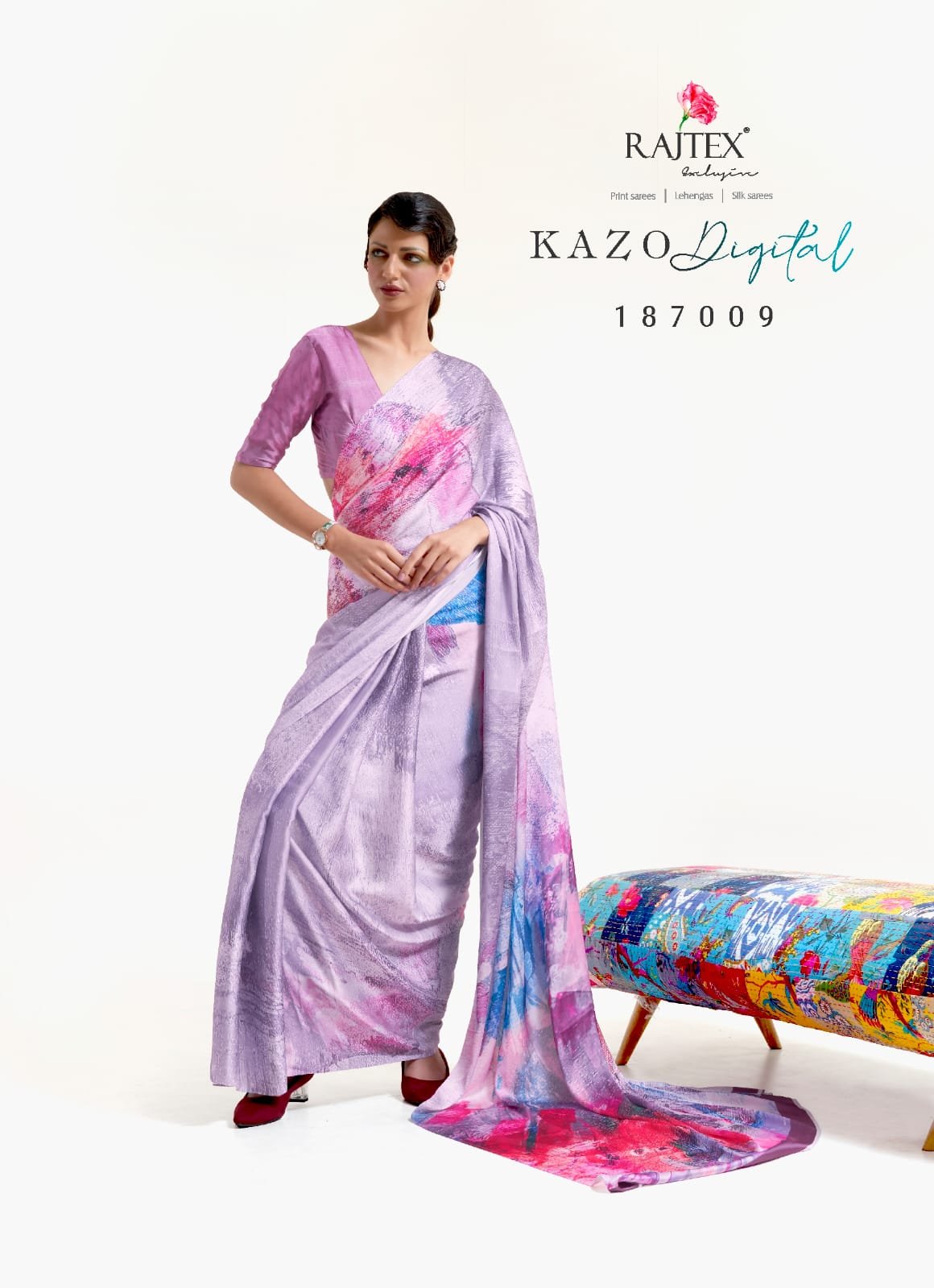Buy Rajtex Kazo Digital Silk Digital Printed Saree Wholesale 2026