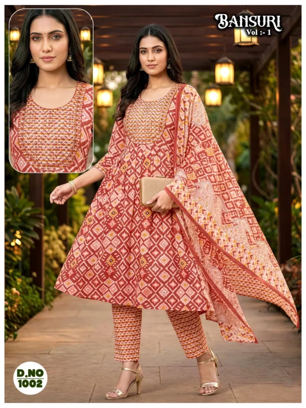 Stylish Dnp Bansuri Cambric Cotton Anarkali Kurti With Bottom And Dupatta Wholesale 2026