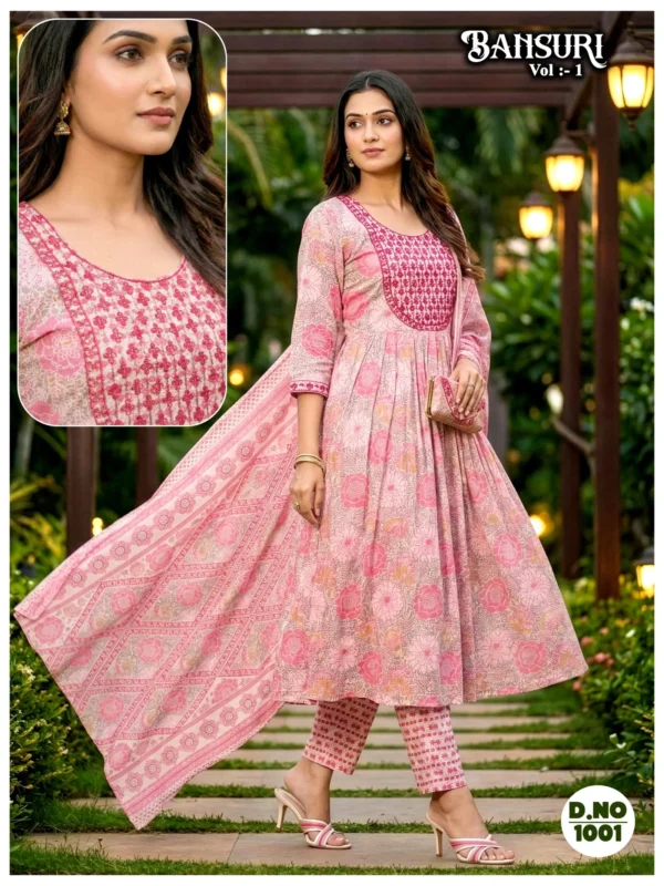 Stylish Dnp Bansuri Cambric Cotton Anarkali Kurti With Bottom And Dupatta Wholesale 2026