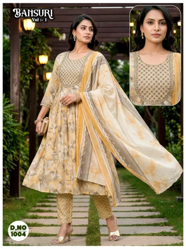 Stylish Dnp Bansuri Cambric Cotton Anarkali Kurti With Bottom And Dupatta Wholesale 2026