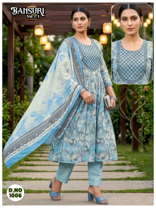 Stylish Dnp Bansuri Cambric Cotton Anarkali Kurti With Bottom And Dupatta Wholesale 2026