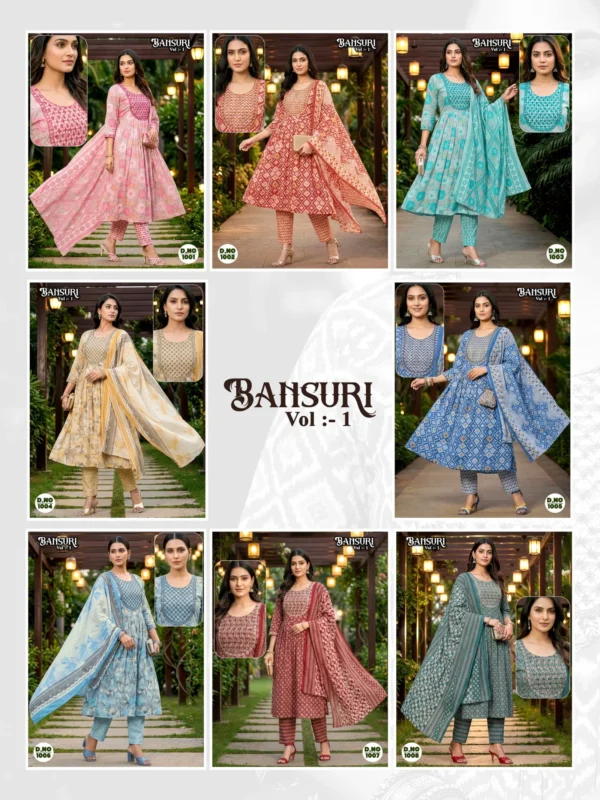 Stylish Dnp Bansuri Cambric Cotton Anarkali Kurti With Bottom And Dupatta Wholesale 2026