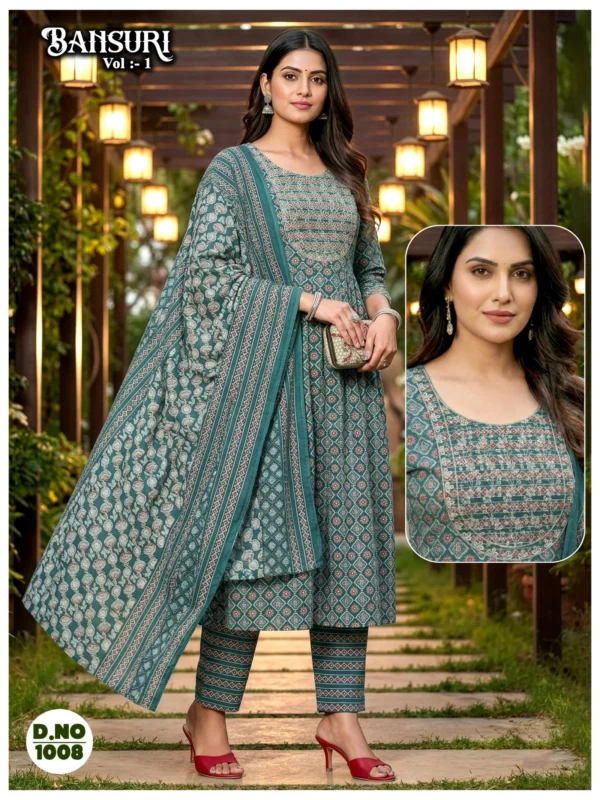 Stylish Dnp Bansuri Cambric Cotton Anarkali Kurti With Bottom And Dupatta Wholesale 2026