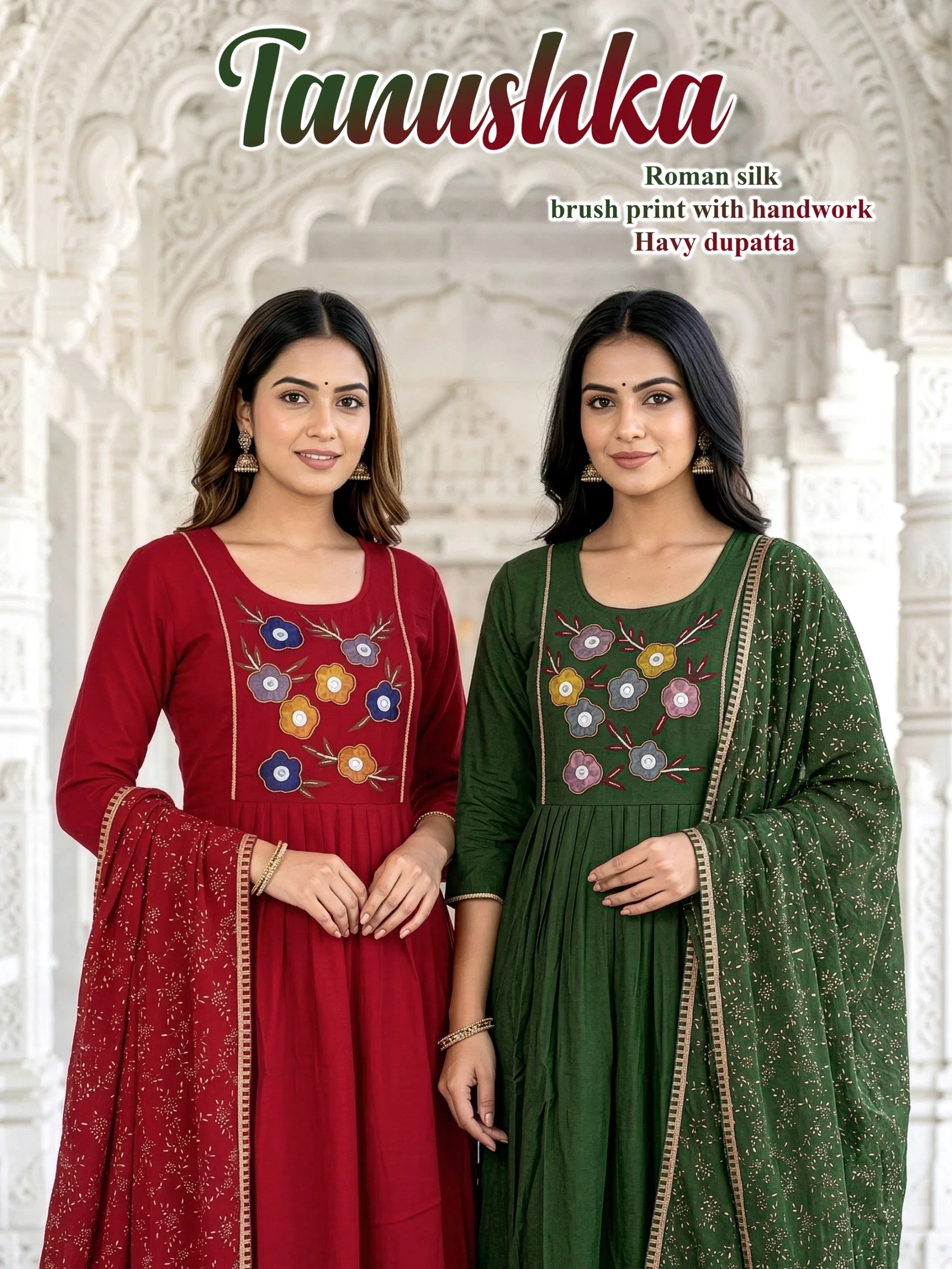 Dnp Tanushka Roman Silk Kurti Pant With Dupatta Wholesale