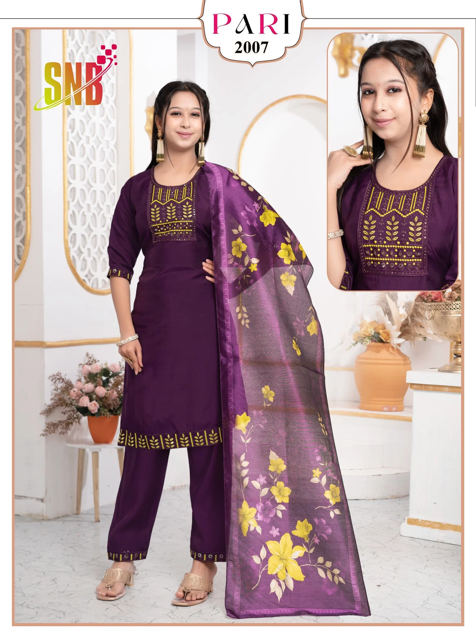 Beautiful Dnp Pari Roman Silk Kids Kurti Pant With Dupatta Wholesale 2026