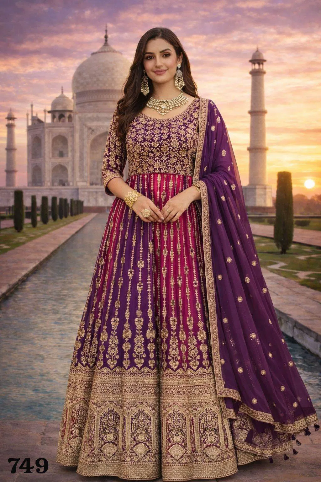 Mrudangi Dhara Real Georgette Zarkan With Embroidered Gown Dupatta Wholesale