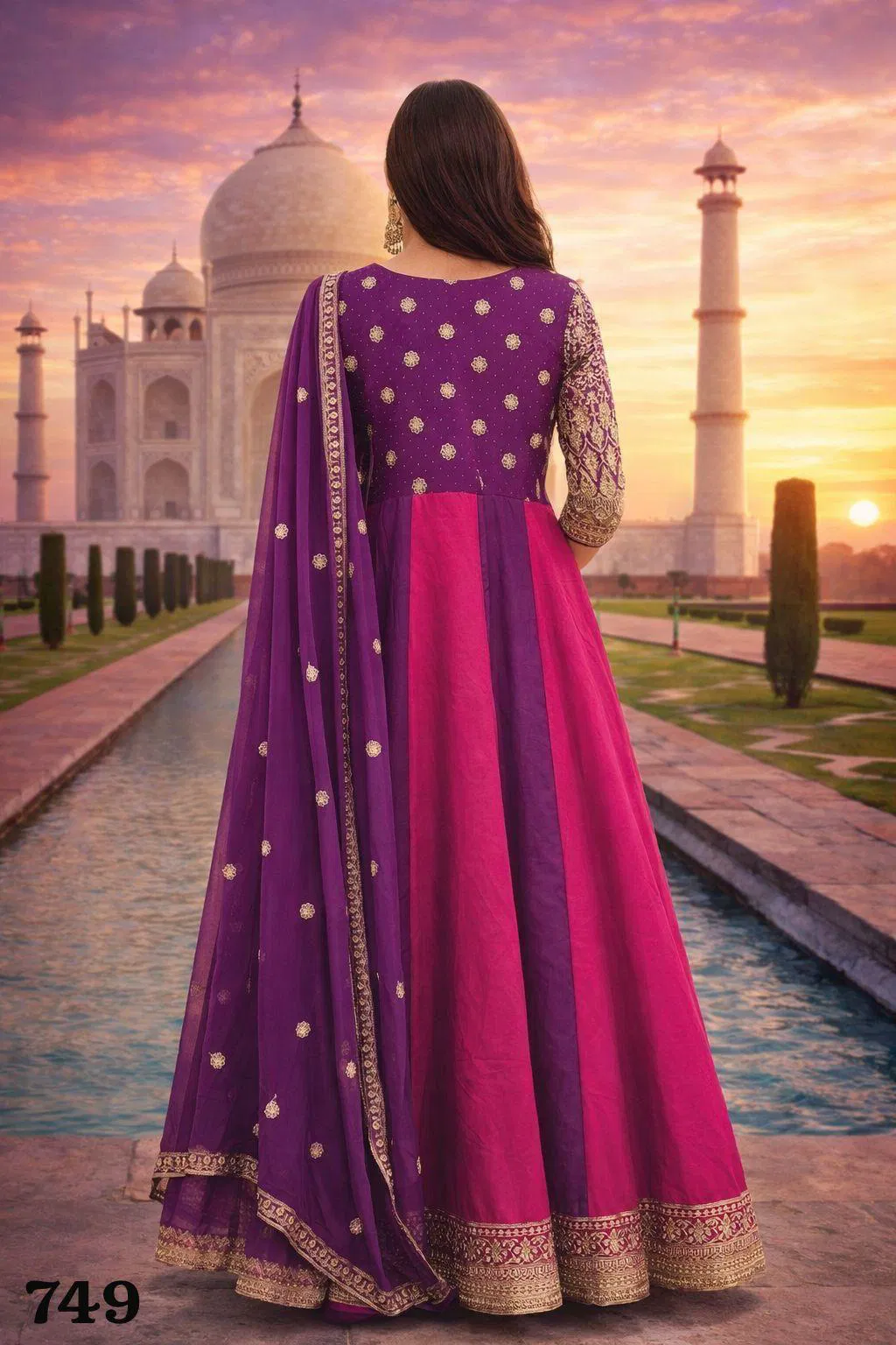 Mrudangi Dhara Real Georgette Zarkan With Embroidered Gown Dupatta Wholesale