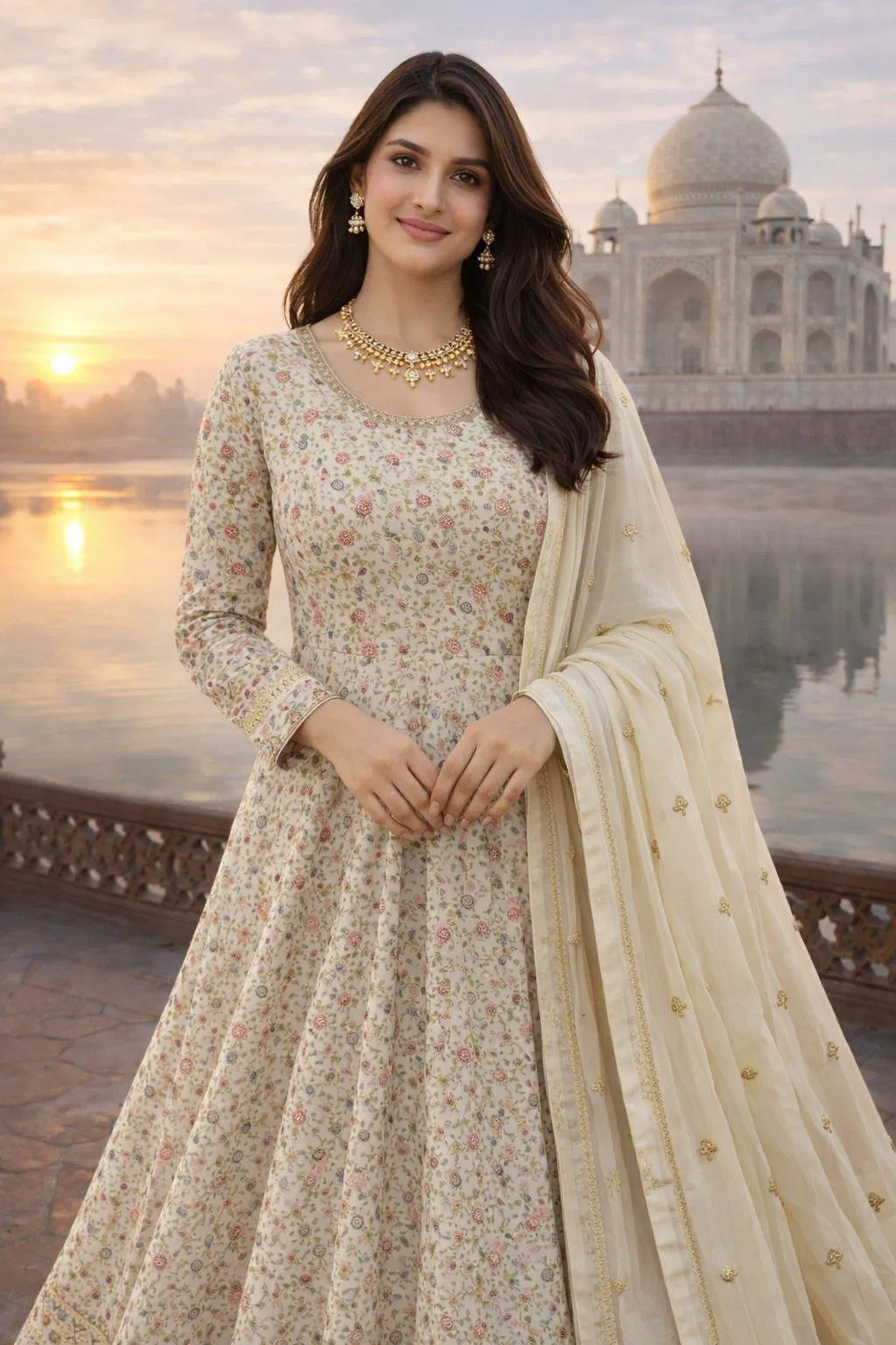 Mrudangi Dhara Real Georgette Zarkan With Embroidered Gown Dupatta Wholesale