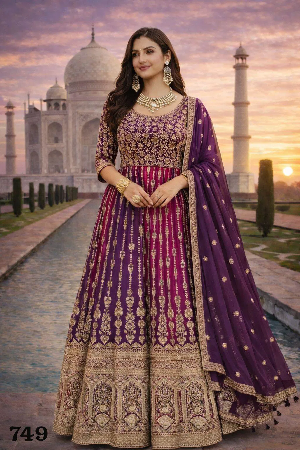 Mrudangi Dhara Real Georgette Zarkan With Embroidered Gown Dupatta Wholesale