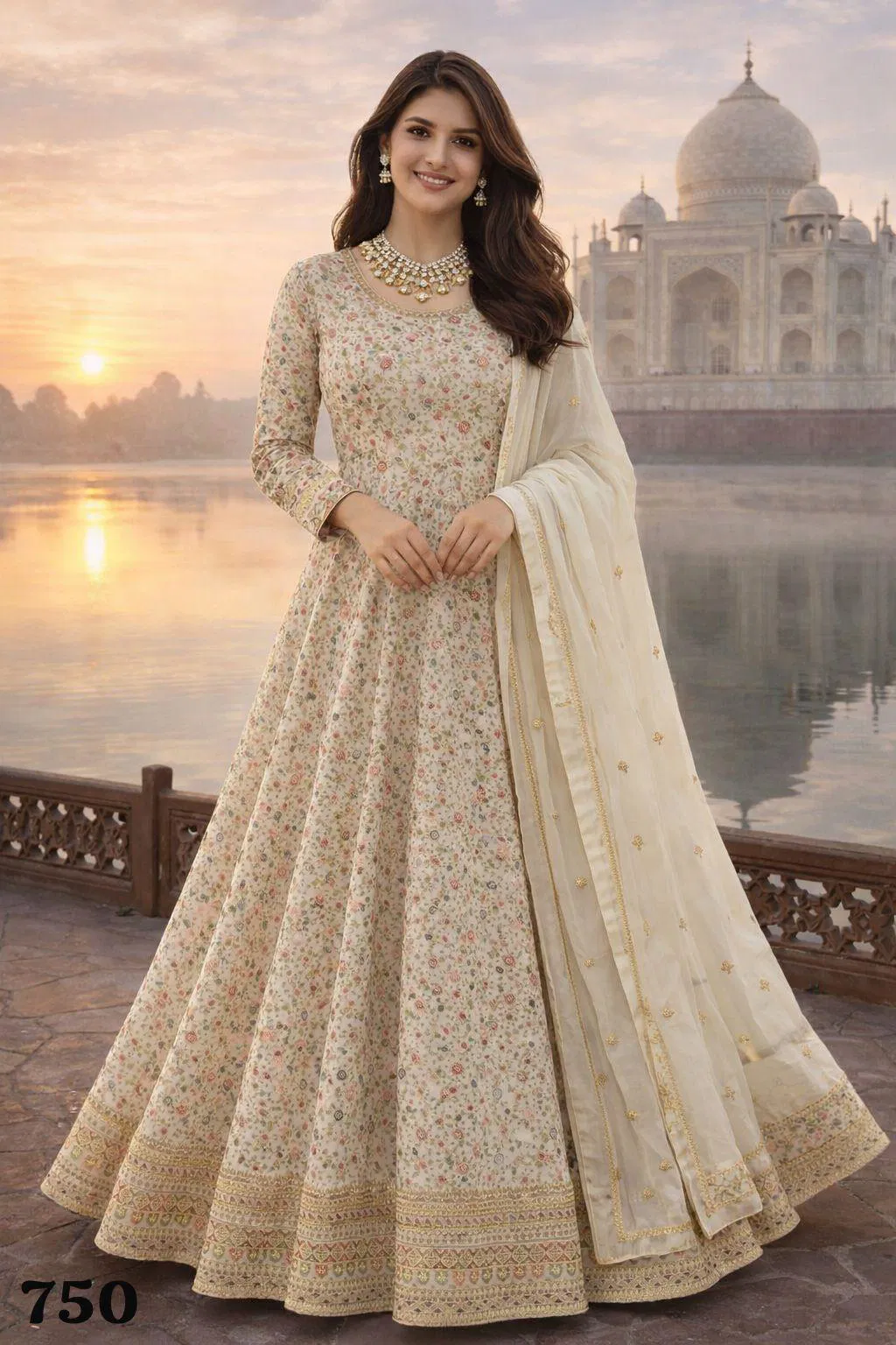 Mrudangi Dhara Real Georgette Zarkan With Embroidered Gown Dupatta Wholesale