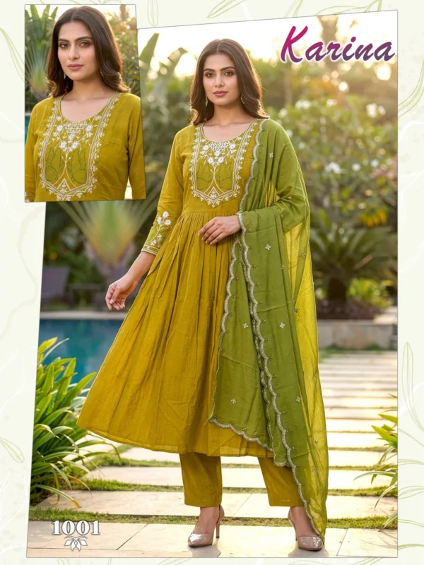 Latest Dnp Karina Vertican Kurti Pant And Dupatta Wholesale 2026