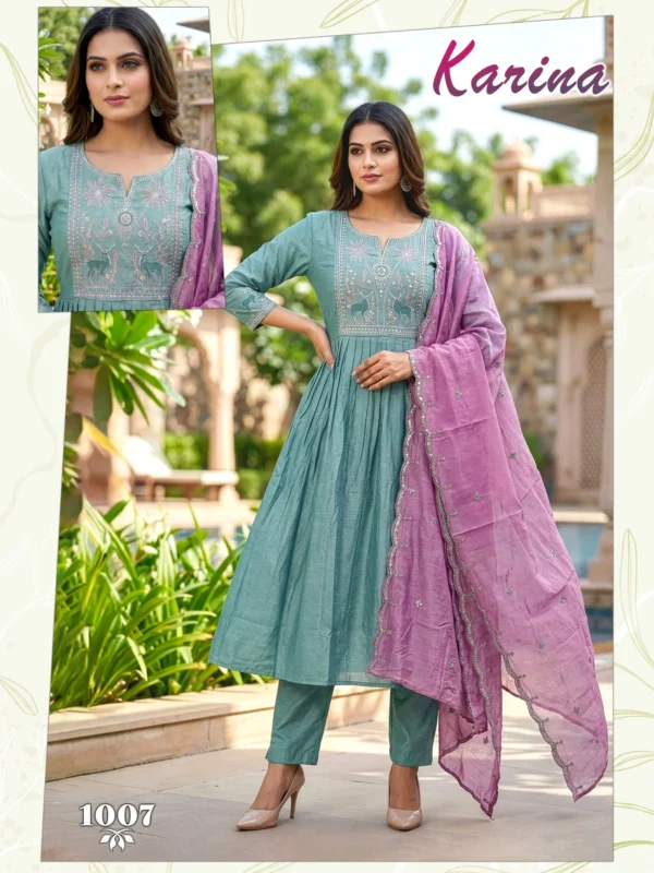 Latest Dnp Karina Vertican Kurti Pant And Dupatta Wholesale 2026