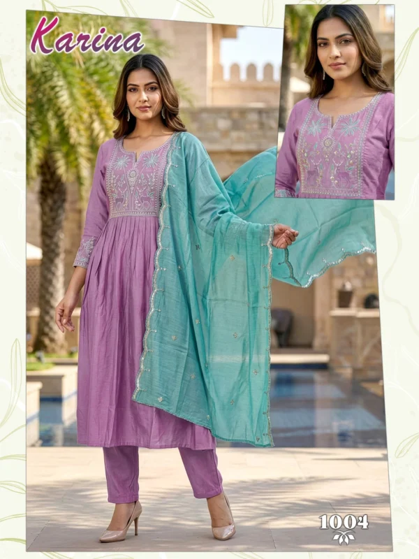 Latest Dnp Karina Vertican Kurti Pant And Dupatta Wholesale 2026