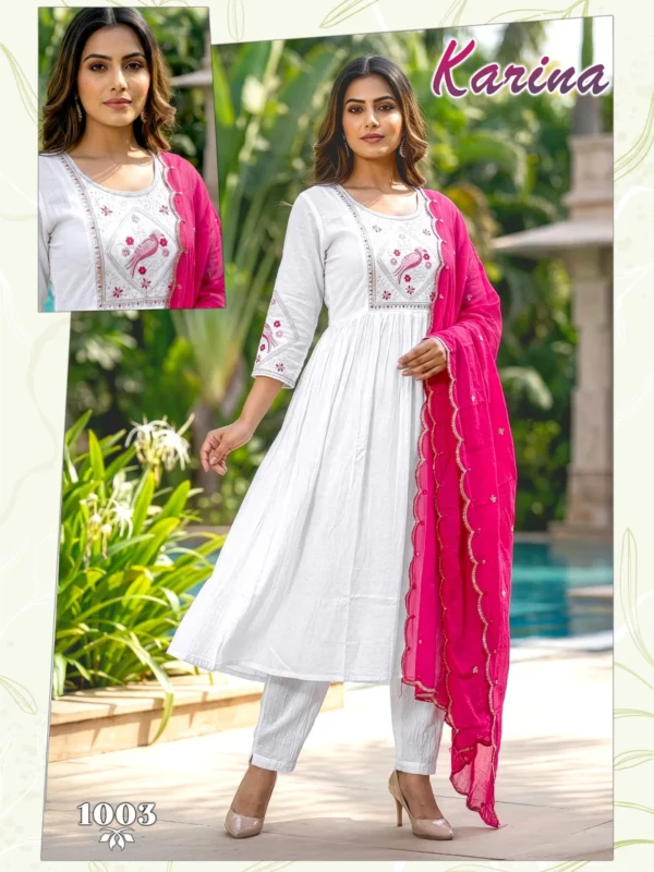 Latest Dnp Karina Vertican Kurti Pant And Dupatta Wholesale 2026