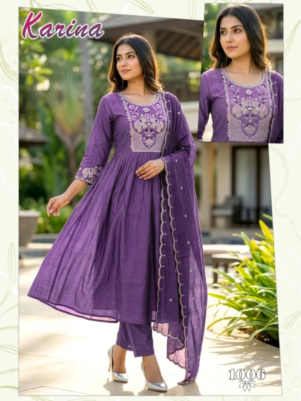 Latest Dnp Karina Vertican Kurti Pant And Dupatta Wholesale 2026