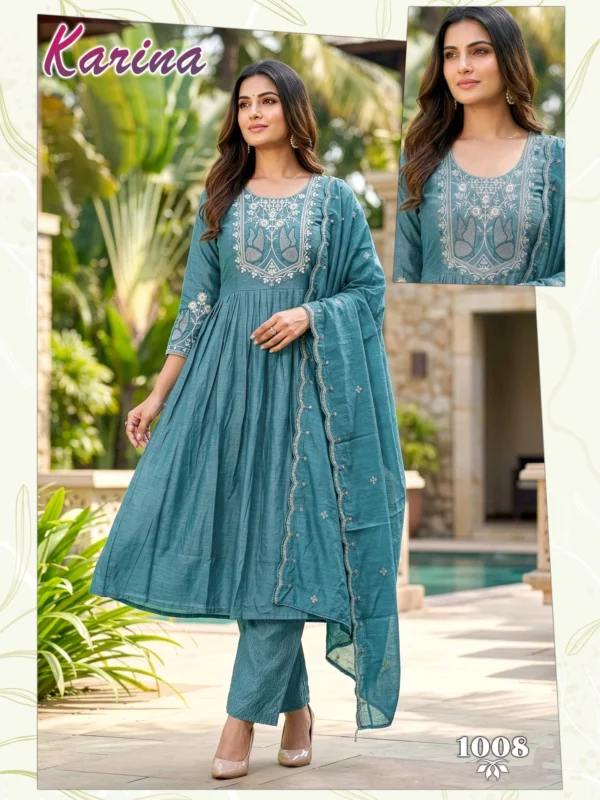 Latest Dnp Karina Vertican Kurti Pant And Dupatta Wholesale 2026