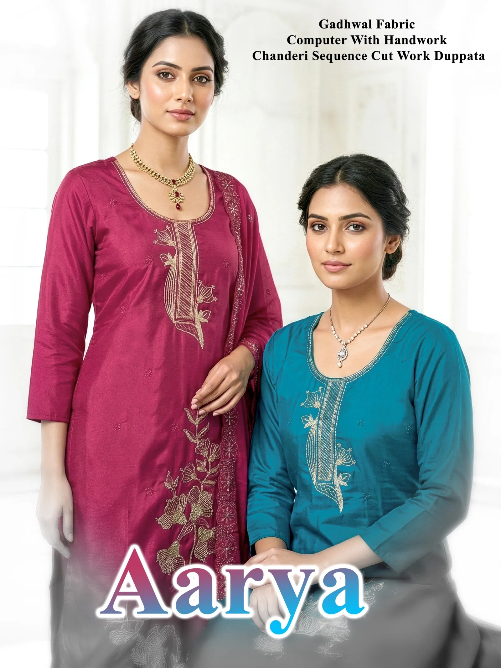 Dnp Aarya Vol 1 Gadwal Silk Kurti Pant With Dupatta Wholesale