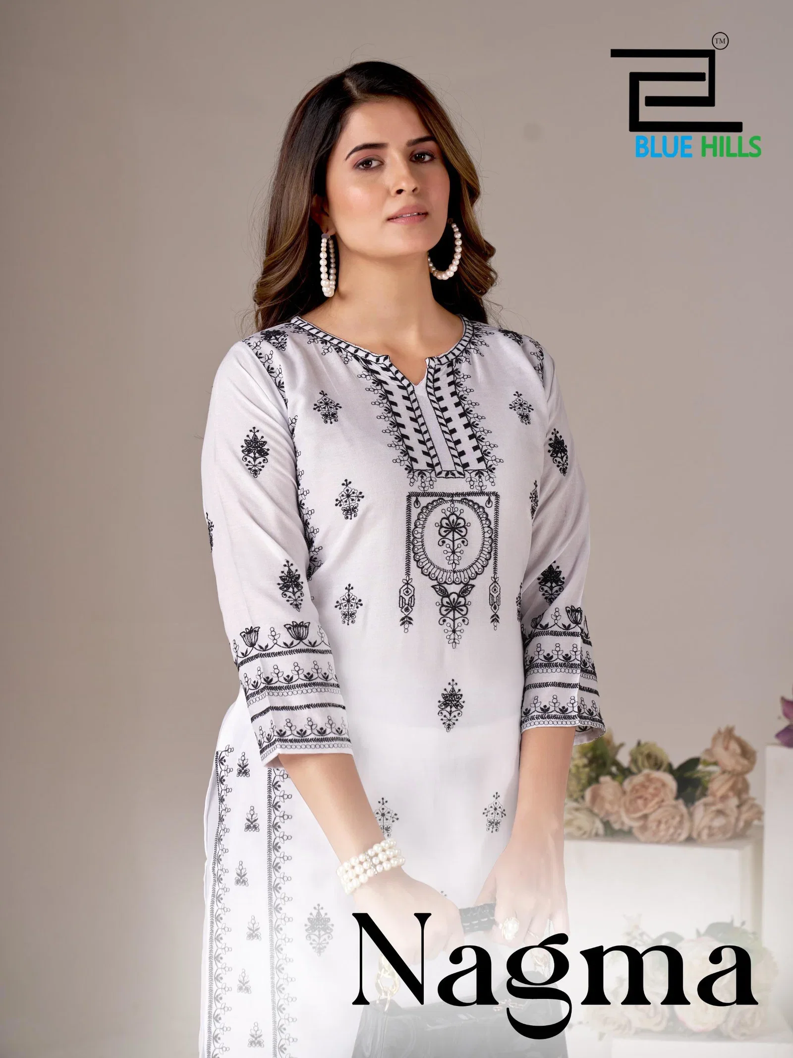 Blue Hills Nagma Rayon With Thread Embroidery Kurti With Dupatta Wholesale
