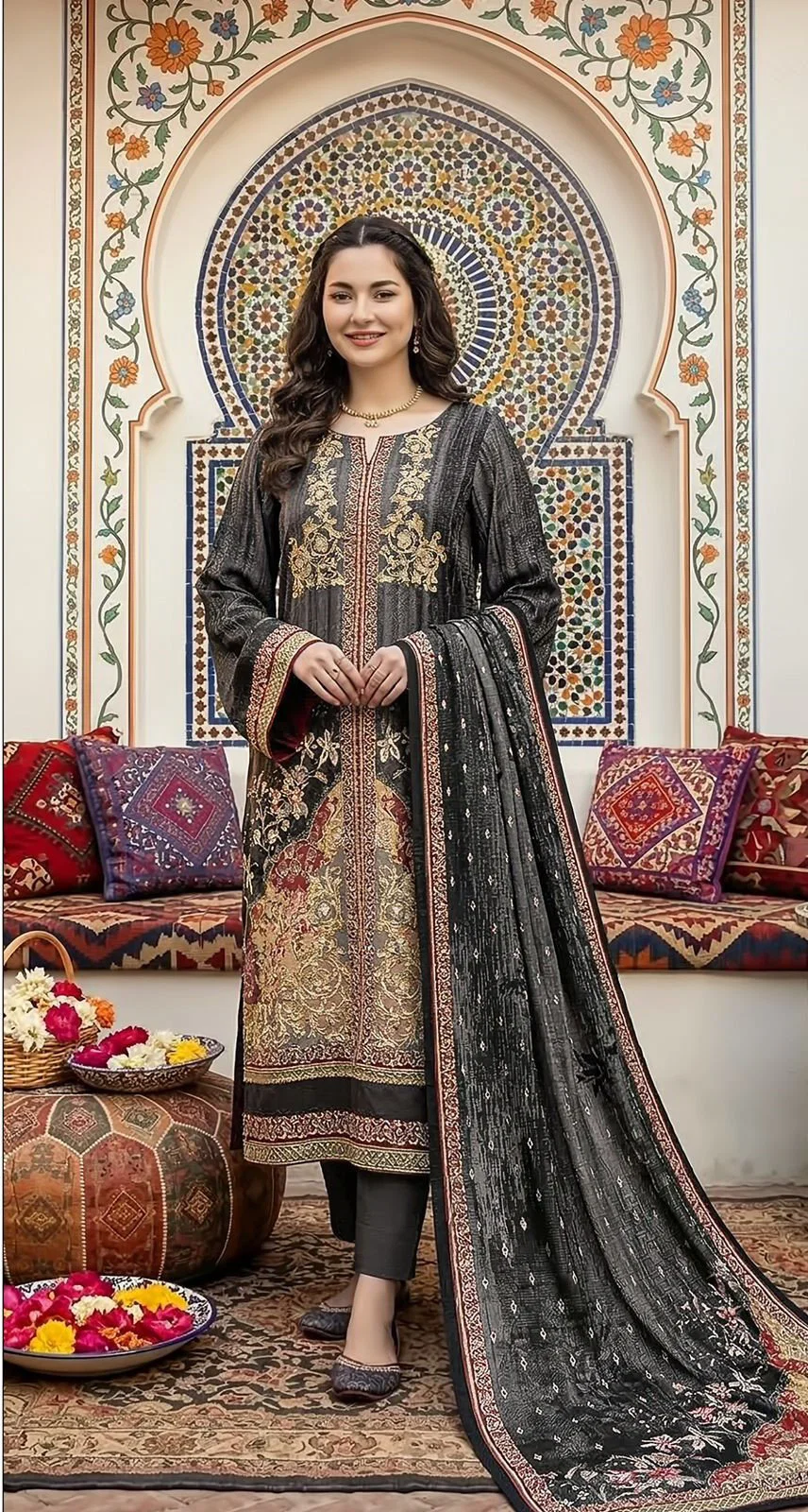 Shree Kt 336 Viscose Maslin Digital Printed With Worked Salwar Kameez Wholesale