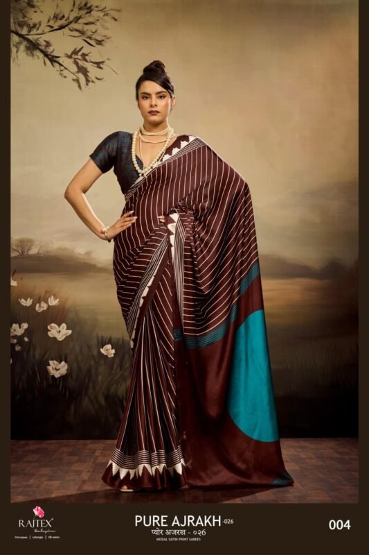 Launching Rajtex Pure Ajrakh 026 Modal Satin Printed Festive Wear Saree Wholesale 2026
