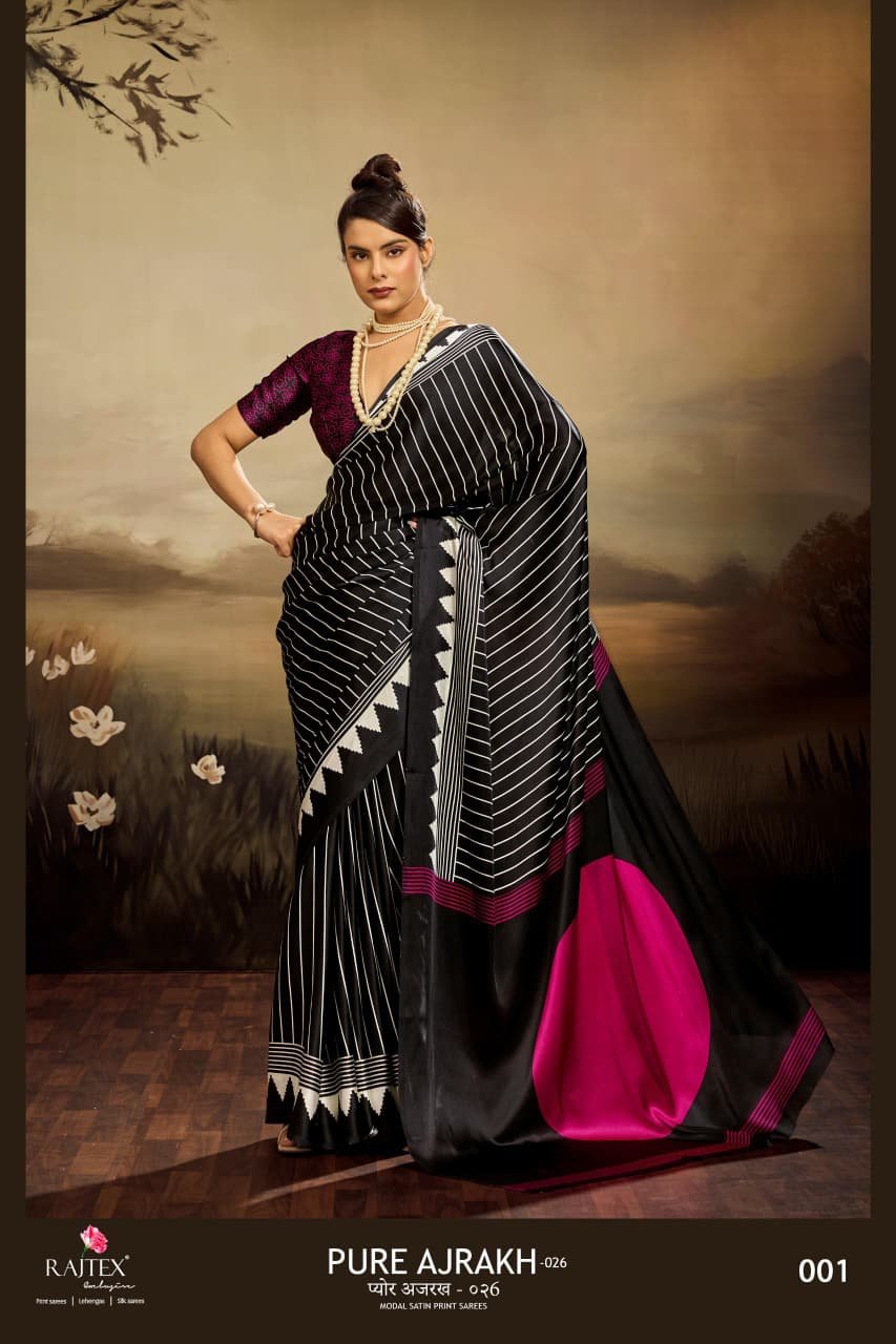Rajtex Pure Ajrakh 026 Modal Satin Printed Festive Wear Saree Wholesale