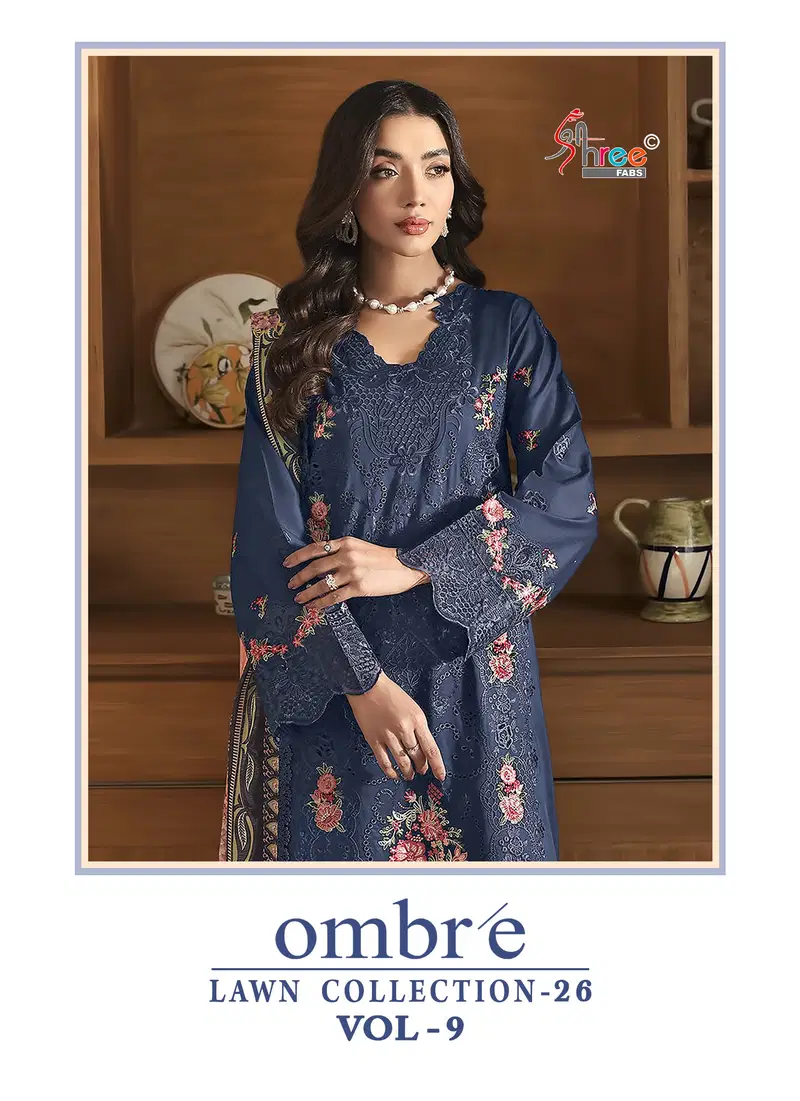Shree Ombre Lawn Collection 26 Vol 9 Chiffon Dupatta Cotton Embroidered Pakistani Salwar Kameez Wholesale
