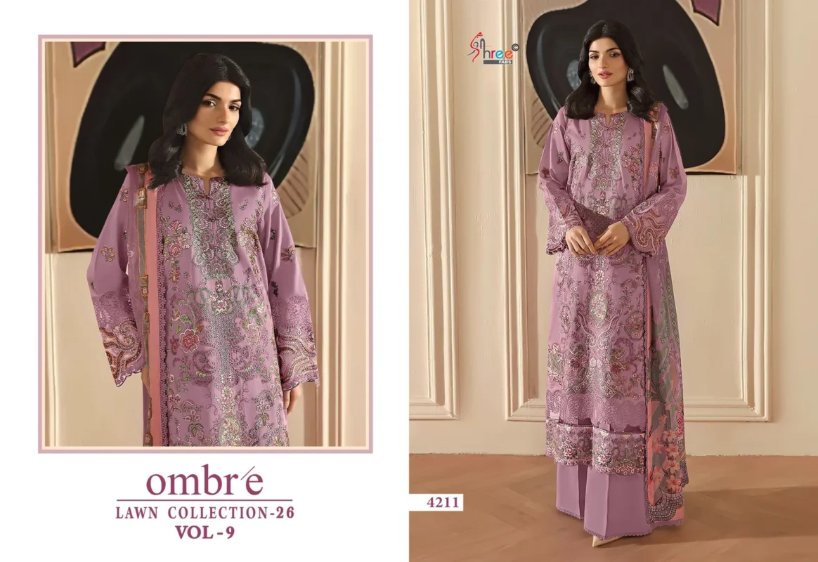 Stylish Shree Ombre Lawn Collection 26 Vol 9 Chiffon Dupatta Cotton Embroidered Pakistani Salwar Kameez Wholesale 2026