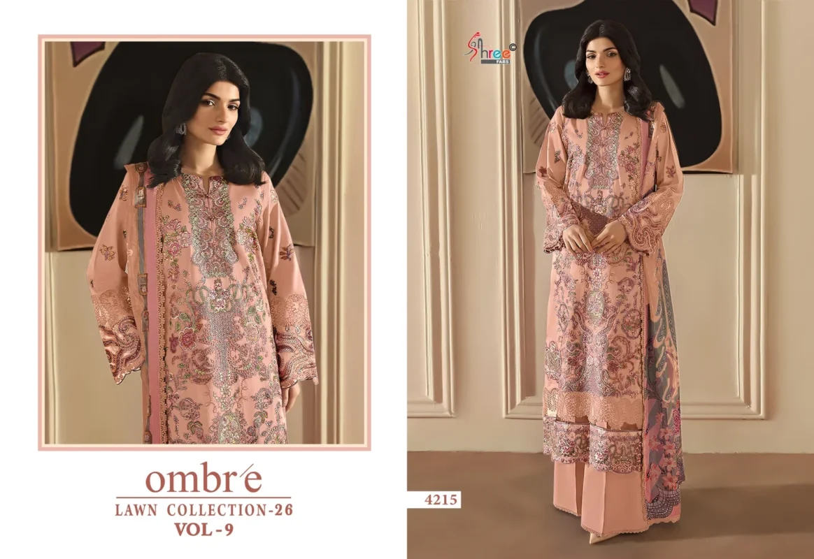 Stylish Shree Ombre Lawn Collection 26 Vol 9 Chiffon Dupatta Cotton Embroidered Pakistani Salwar Kameez Wholesale 2026