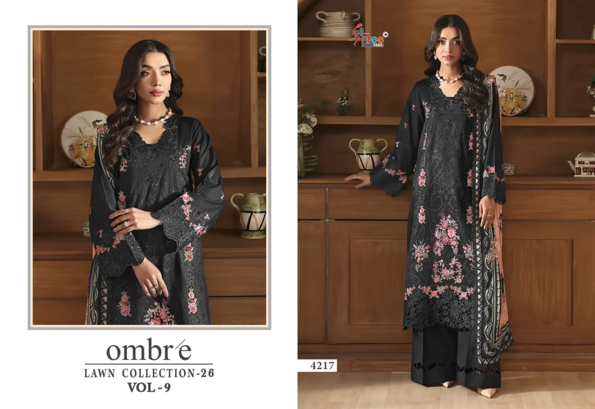 Stylish Shree Ombre Lawn Collection 26 Vol 9 Chiffon Dupatta Cotton Embroidered Pakistani Salwar Kameez Wholesale 2026