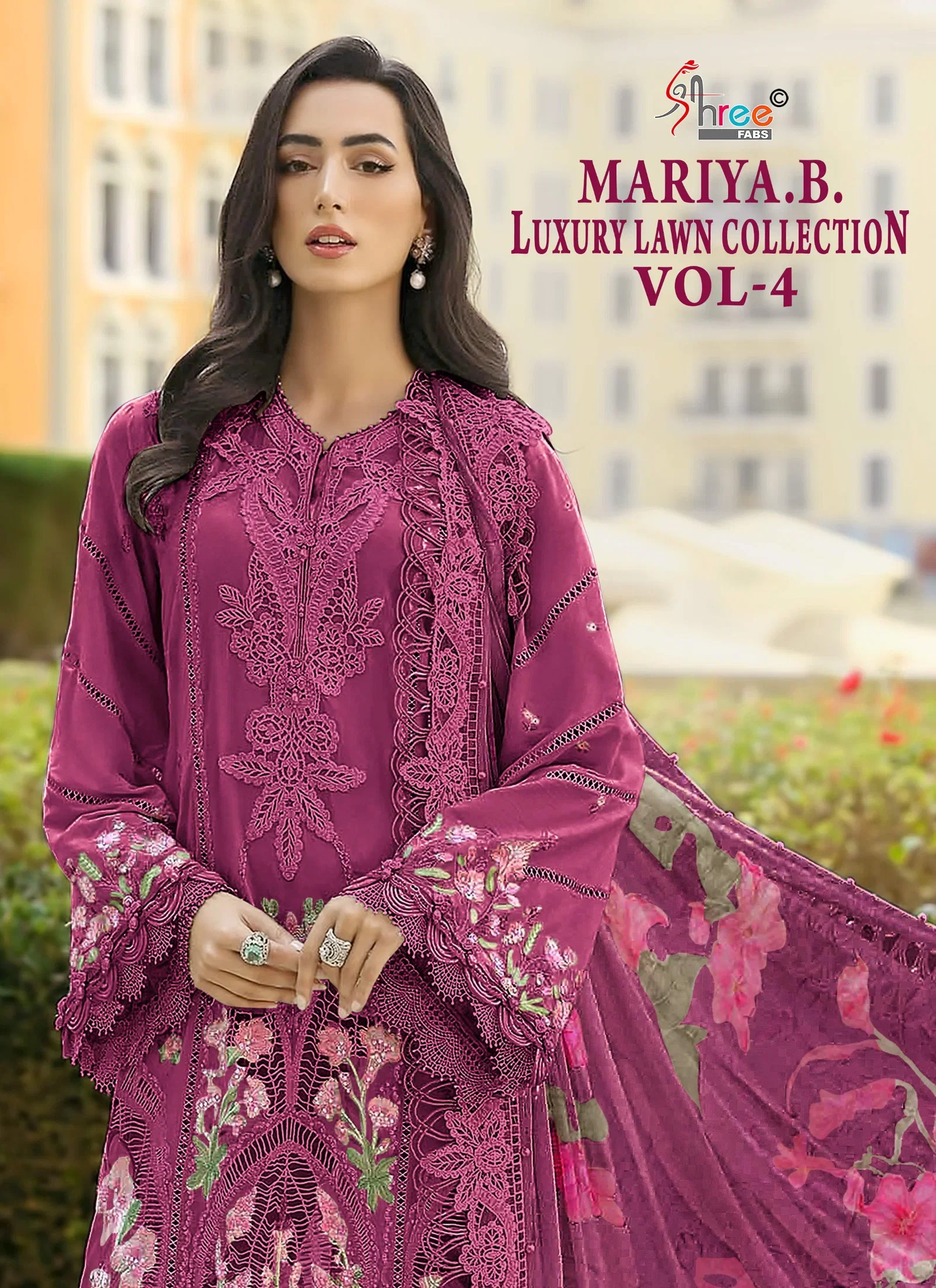 Shree Maria B Luxury Lawn Collection Vol 4 Cotton Dupatta Cotton Embroidered Pakisatni Salwar Kameez Wholesale