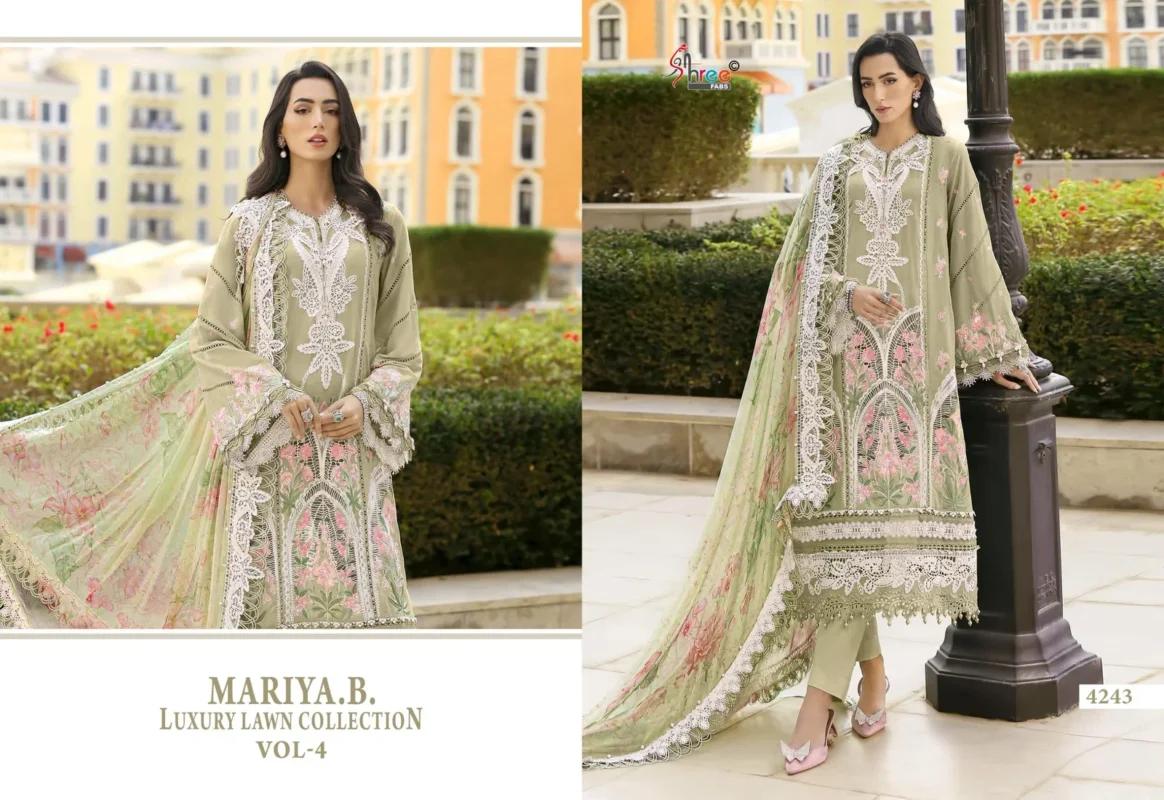 Buy Shree Maria B Luxury Lawn Collection Vol 4 Cotton Dupatta Cotton Embroidered Pakisatni Salwar Kameez Wholesale 2026
