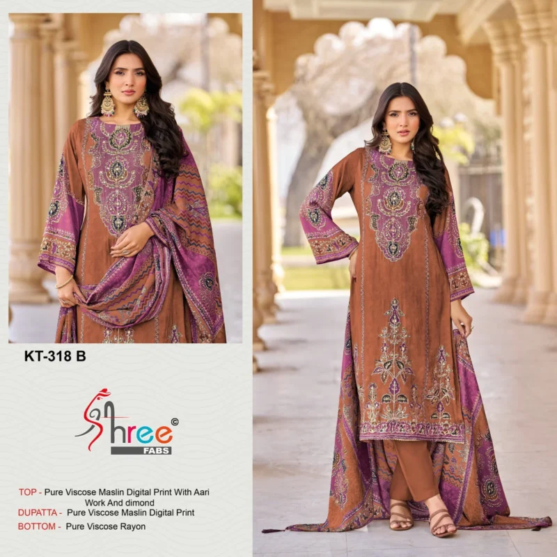 Buy Shree Kt 318 B And C Viscose Maslin Digital Printed Salwar Kameez Collection Wholesale 2026