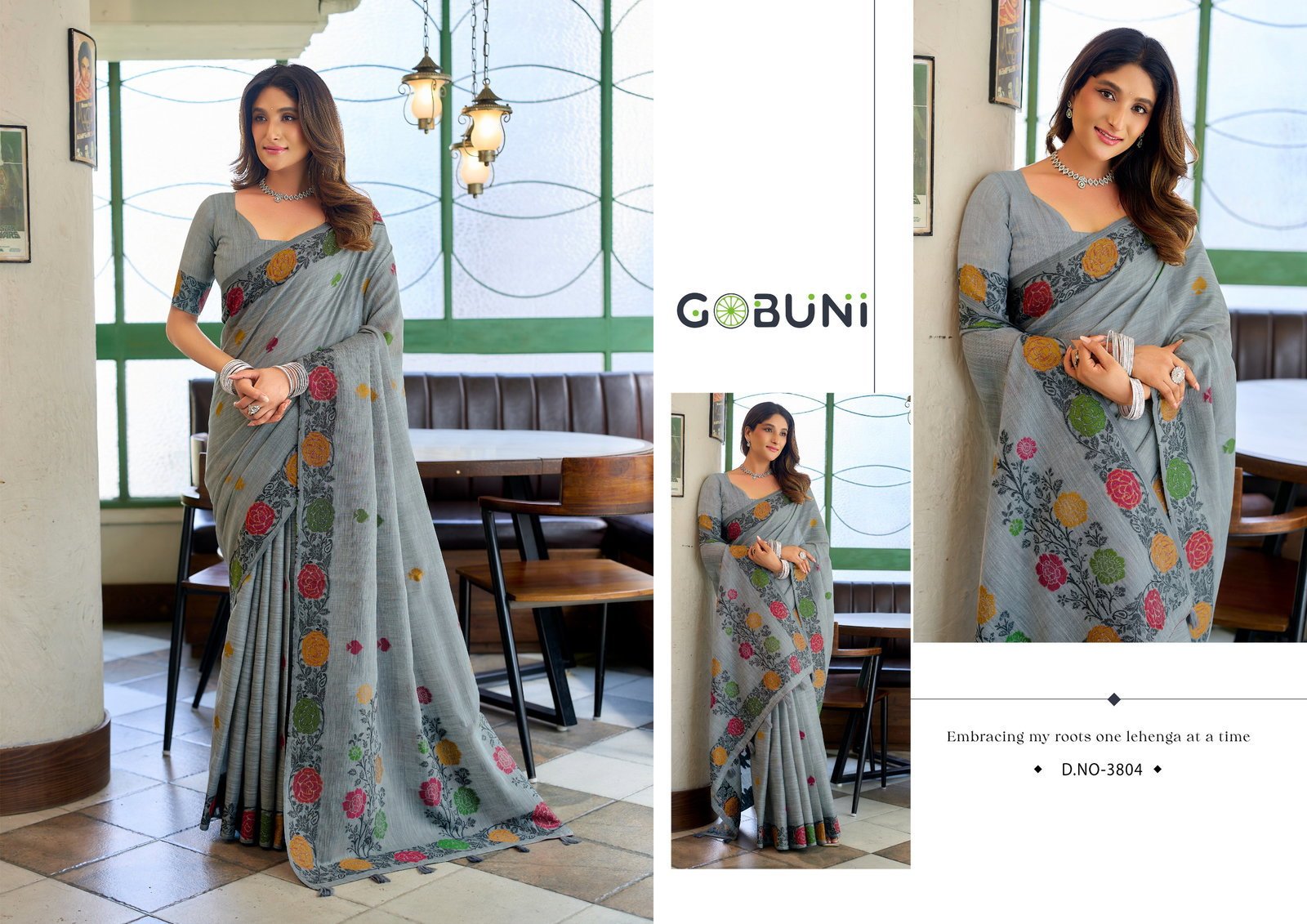Stylish Gobuni Suman Linen Jacquard Handloom Saree Collection Wholesale 2026