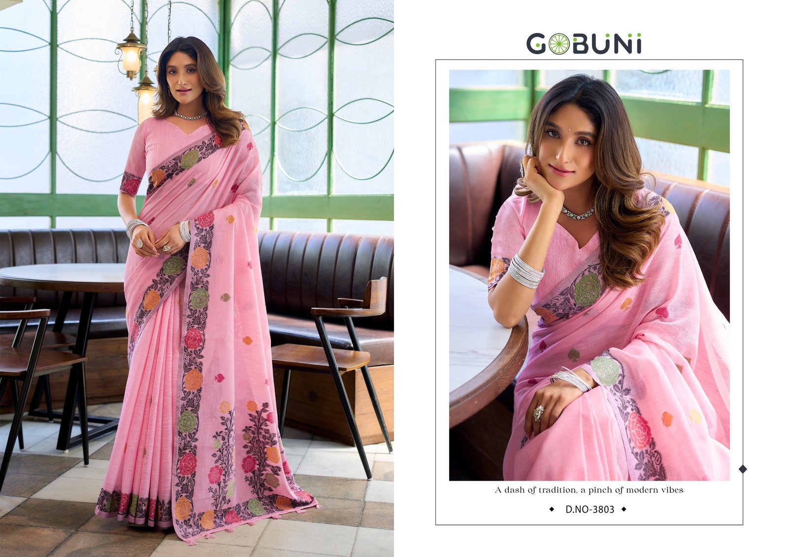 Stylish Gobuni Suman Linen Jacquard Handloom Saree Collection Wholesale 2026