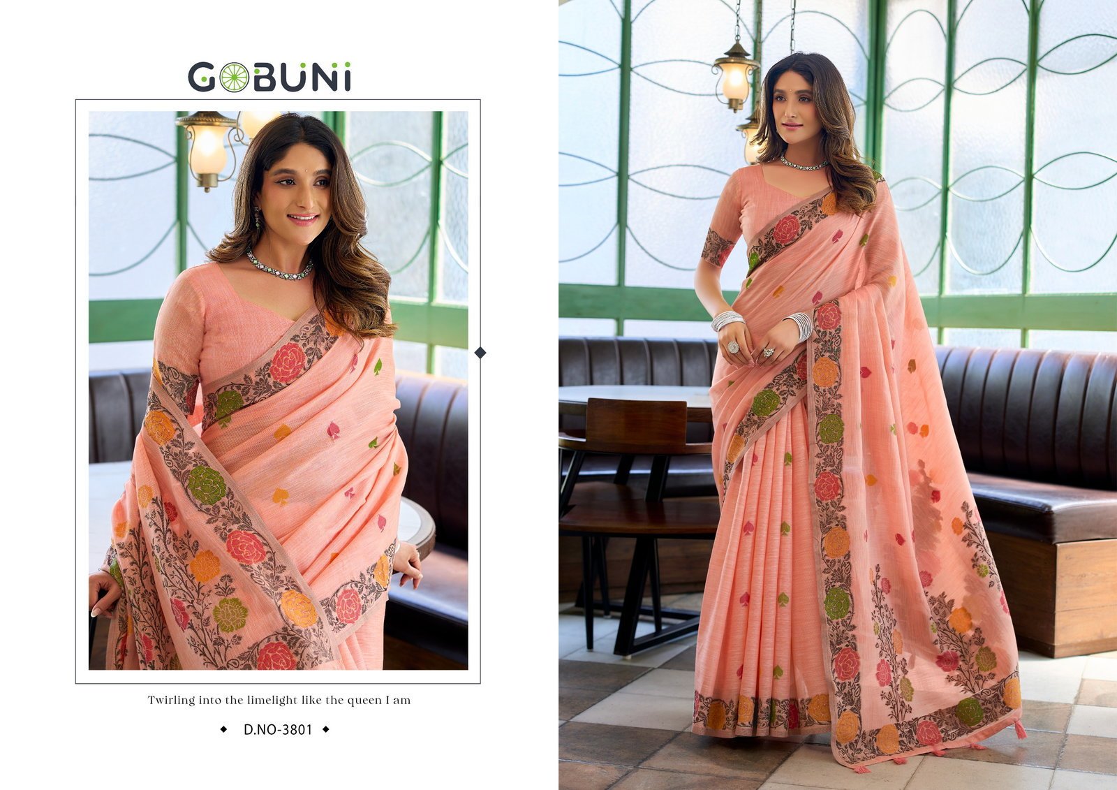 Stylish Gobuni Suman Linen Jacquard Handloom Saree Collection Wholesale 2026