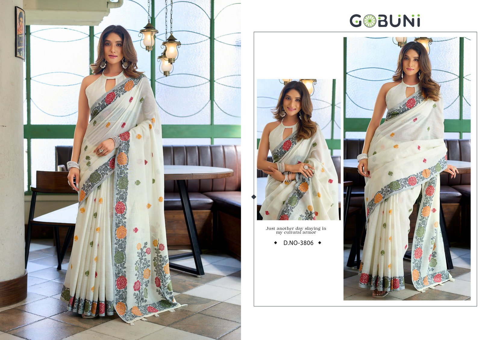 Stylish Gobuni Suman Linen Jacquard Handloom Saree Collection Wholesale 2026